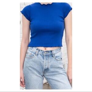 ♥︎ Brandy Melville Blue Wynn Ruffle Top ♥︎
